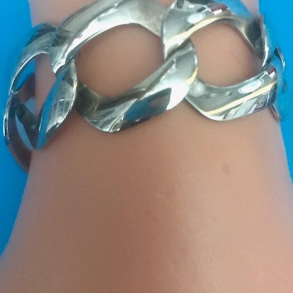 Silvertone Large-Loop-Link Statement Bracelet